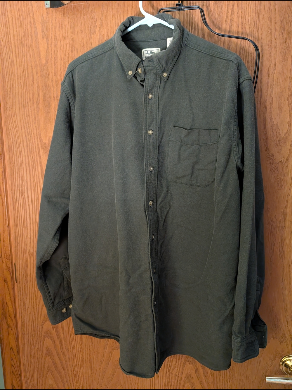 L.L. Bean Men's Dark Green Flanny Button-Down Oxford Shirt